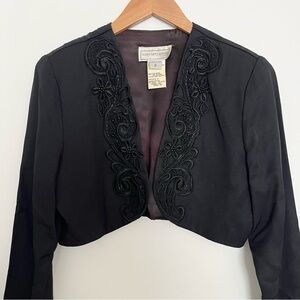 Vintage Scott McClintock Black Embroidered Beaded Women's Shrug Bolero Size 8